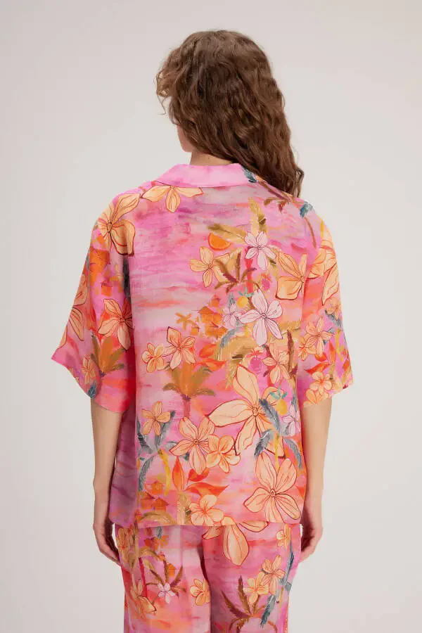 Short Sleeved Patterned Shirt - 5