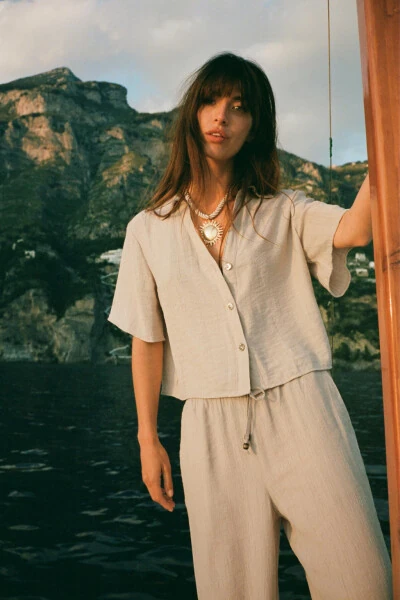 SHORT-SLEEVED SHIRT-Sand - MODAZONE