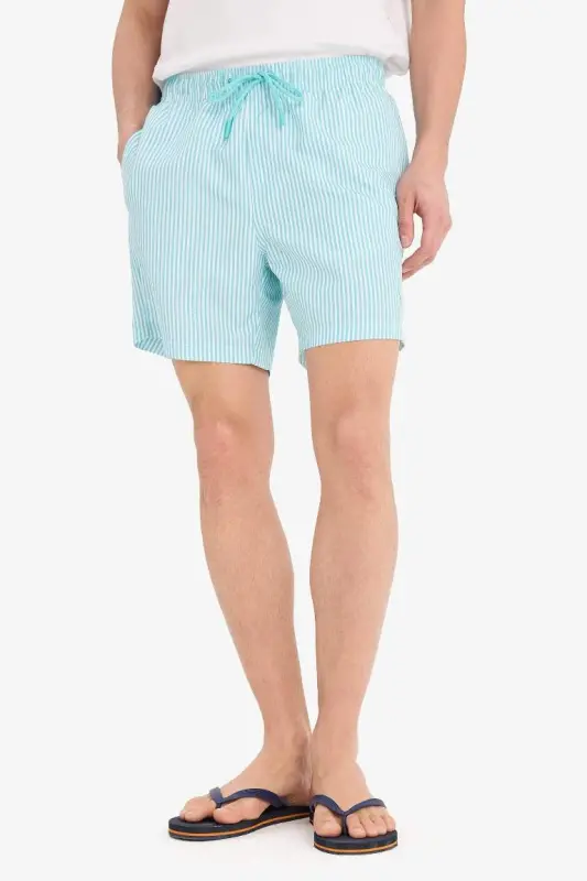 Short Striped Navy Blue Swim Shorts - 6