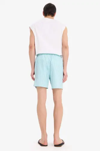 Short Striped Navy Blue Swim Shorts - 7