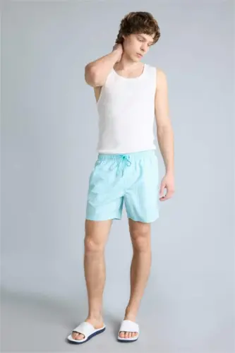 Short Striped Navy Blue Swim Shorts - DEFACTO (1)