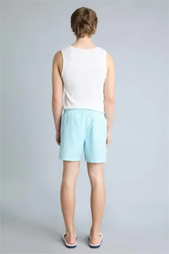 Short Striped Navy Blue Swim Shorts - 5