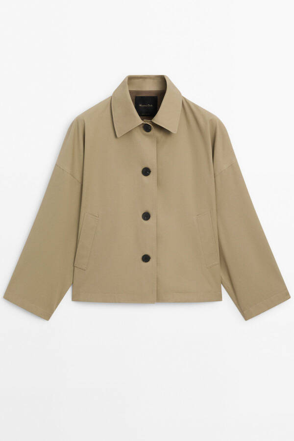 Short trench coat made of 100% cotton - 7