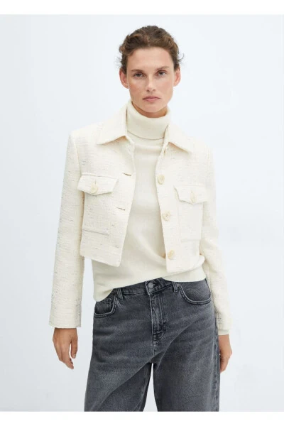 Short Tweed Jacket with Pockets - 1