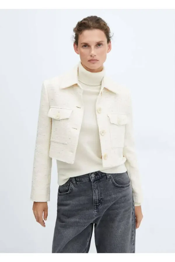 Short Tweed Jacket with Pockets - 1