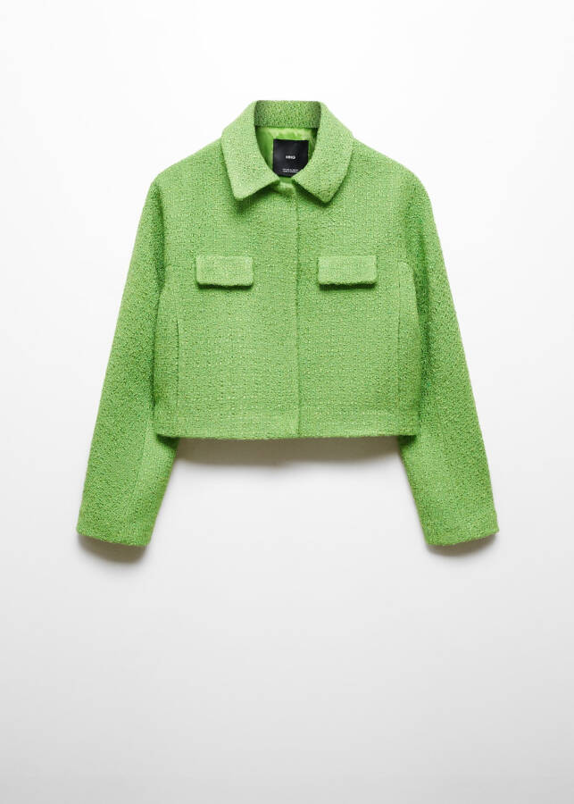 Short tweed jacket with pockets - Green - 1