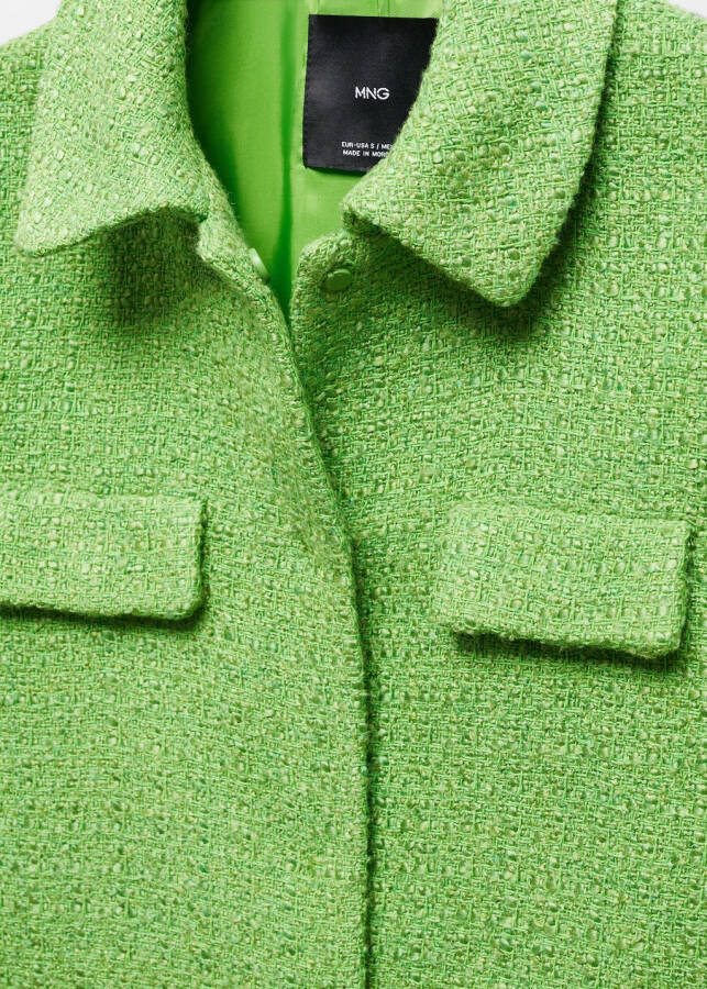 Short tweed jacket with pockets - Green - 4