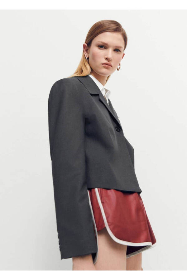 Short wool blazer jacket - 1