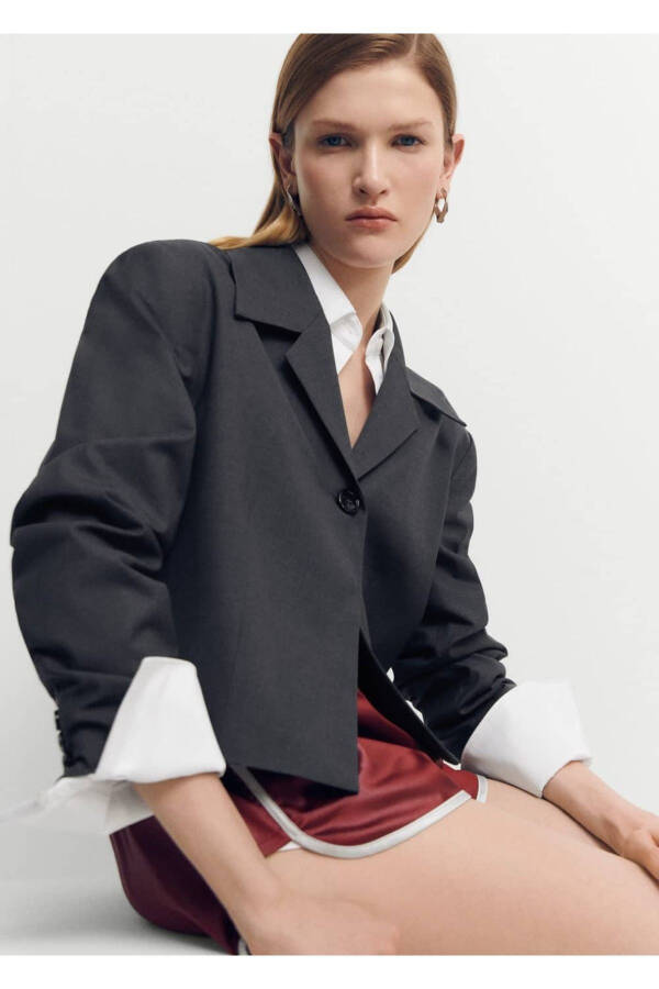 Short wool blazer jacket - 8