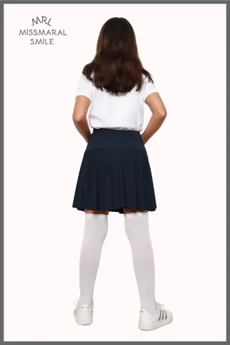 Shortli etek yuqori bel likrali hovuz dengiz sporti va kundalik foydalanish Skirt With Shorts lacivert 4101-LACİVERT - 3