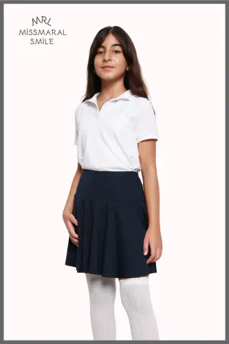 Shortli etek yuqori bel likrali hovuz dengiz sporti va kundalik foydalanish Skirt With Shorts lacivert 4101-LACİVERT - 4