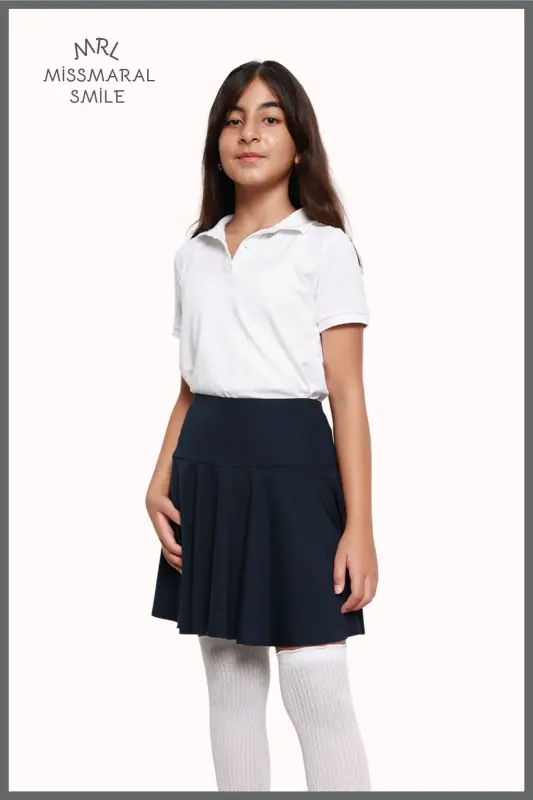 Shortli etek yuqori bel likrali hovuz dengiz sporti va kundalik foydalanish Skirt With Shorts lacivert 4101-LACİVERT - 4