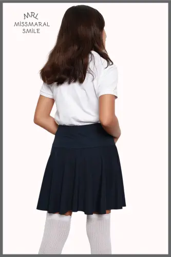 Shortli etek yuqori bel likrali hovuz dengiz sporti va kundalik foydalanish Skirt With Shorts lacivert 4101-LACİVERT - 7