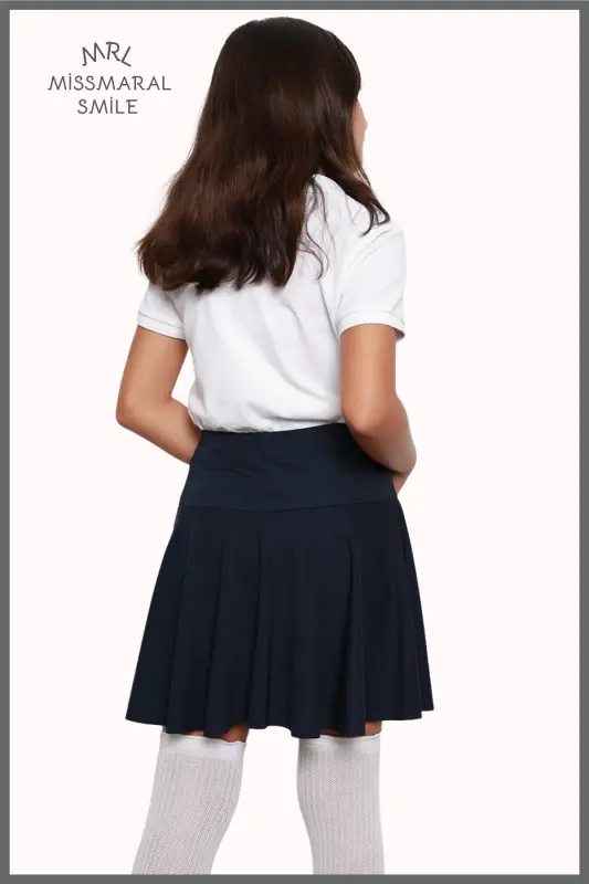 Shortli etek yuqori bel likrali hovuz dengiz sporti va kundalik foydalanish Skirt With Shorts lacivert 4101-LACİVERT - 7