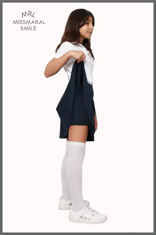 Shorts Skirt High Waist Lycra Pool Sea Sports And Daily Use Skirt With Shorts Navy Blue 4101-NAVY BLUE - 6