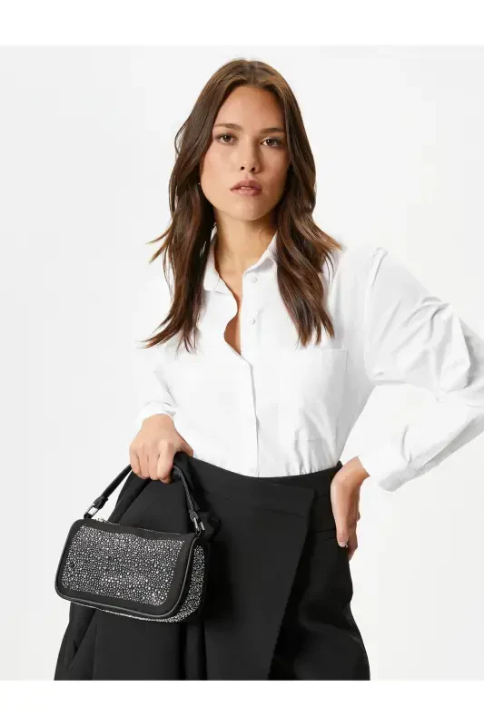 Shoulder Bag Zippered Shiny Stone Embroidered - KOTON