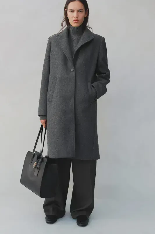 Shoulder Pad Coat-Dark Gray - H&M