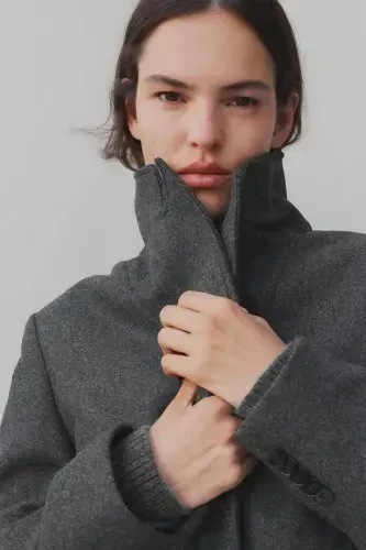 Shoulder Pad Coat-Dark Gray - H&M (1)