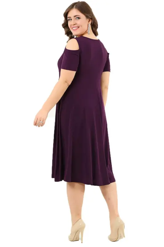 Shoulder Slit Stretchable Plus Size Mini Sandy Dress DD3800 - 4