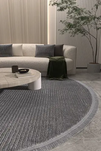 Showcase 3604 Anthracite Soft Carpet Rug Living Room Kitchen Hallway Cut Runner Round Machine Carpet-Anthracite 