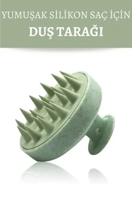 Shower Hair Care Comb Soft Silicone - Hair Shower Comb - Scalp Massage Brush-GREEN - 1