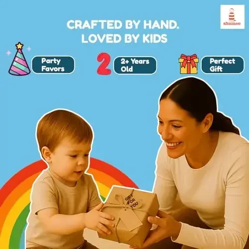 Shumee Spinning Tops for Kids 2 3 4 5+ Year Old| Set of 3 Wooden Montessori Toys| Improves Hand Eye Coordination| Great for Sensory Play| Eco-Friendly 100% Child Safe (Red/Blue/Yellow) Thanks Giving - 6