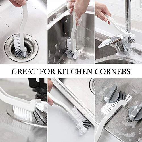 SHUNWEI 2 Pcs Cleaning Brush Small Scrub Brush for Cleaning Sink Scrub Brush with Handle, Bathroom Kitchen Edge Corner Grout Cleaning Brushes for Household Use, Window Track Cleaning Brush - SHUNWEI (1)