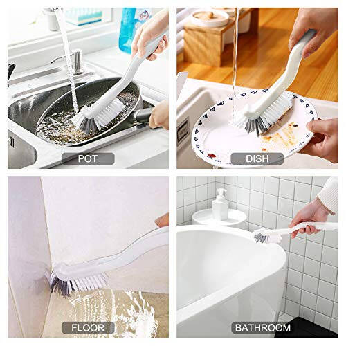 SHUNWEI 2 Pcs Cleaning Brush Small Scrub Brush for Cleaning Sink Scrub Brush with Handle, Bathroom Kitchen Edge Corner Grout Cleaning Brushes for Household Use, Window Track Cleaning Brush - 3