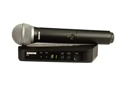 Shure BLX24/PG58 Wireless Microphone System - 14-Hour Battery Life, 300 ft Range, UHF | Includes PG58 Handheld Vocal Mic, Single Channel Receiver | J11 Band (BLX24/PG58-J11) - 1