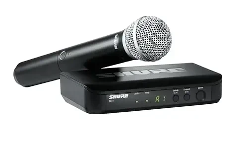 Shure BLX24/PG58 Wireless Microphone System - 14-Hour Battery Life, 300 ft Range, UHF | Includes PG58 Handheld Vocal Mic, Single Channel Receiver | J11 Band (BLX24/PG58-J11) - SHURE (1)