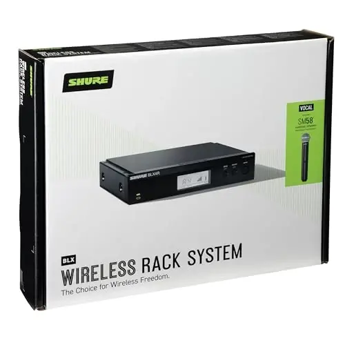 Shure BLX24R/SM58 simsiz mikrofon tizimi - 14 soatlik batareya muddati, 300 fut diapazon, UHF | SM58 qo'lda vokal mikrofon, bir kanalli rack mount qabul qiluvchi | H10 diapazoni (BLX24R/SM58-H10) - 2