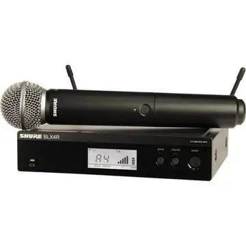 Shure BLX24R/SM58 UHF Wireless Microphone System - Perfect for Church, Karaoke, Vocals - 14-Hour Battery Life, 300 ft Range | SM58 Handheld Vocal Mic, Single Channel Rack Mount Receiver | H8 Band - 2