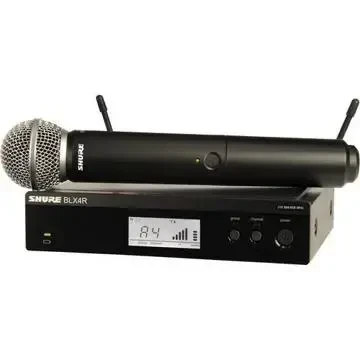 Shure BLX24R/SM58 UHF Wireless Microphone System - Perfect for Church, Karaoke, Vocals - 14-Hour Battery Life, 300 ft Range | SM58 Handheld Vocal Mic, Single Channel Rack Mount Receiver | H8 Band - SHURE (1)