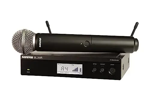 Shure BLX24R/SM58 UHF Wireless Microphone System - Perfect for Church, Karaoke, Vocals - 14-Hour Battery Life, 300 ft Range | SM58 Handheld Vocal Mic, Single Channel Rack Mount Receiver | H8 Band - 3