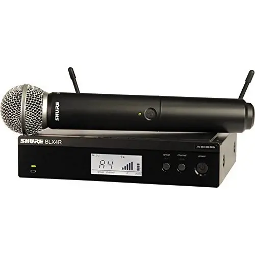 Shure BLX24R/SM58 UHF Wireless Microphone System - Perfect for Church, Karaoke, Vocals - 14-Hour Battery Life, 300 ft Range | SM58 Handheld Vocal Mic, Single Channel Rack Mount Receiver | H8 Band - 1