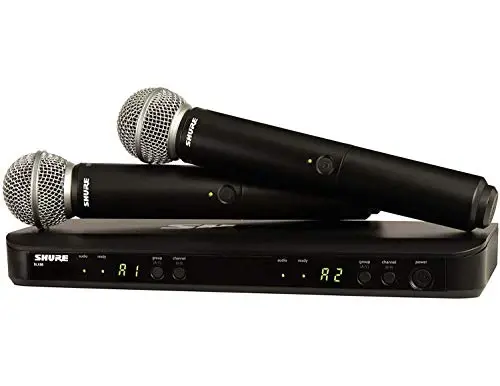 Shure BLX288/SM58 Wireless Microphone System - 14-Hour Battery Life, 300 ft Range, UHF | Includes (2) SM58 Handheld Vocal Mics, Dual Channel Receiver | J11 Band (BLX288/SM58-J11) - 1