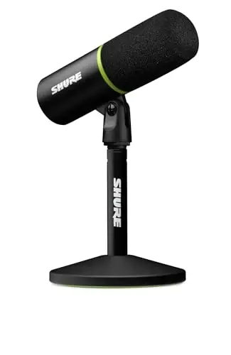 Shure MV6 o‘yin mikrofoni, video o‘yinlari va striming uchun dinamik USB PC mikrofoni — stol usti stendi, orqa fon shovqinini bekor qilish, bir marta tegib ovozni o‘chirish va real vaqt rejimida naushnikni kuzatish uchun 3,5 mm chiqish - 1