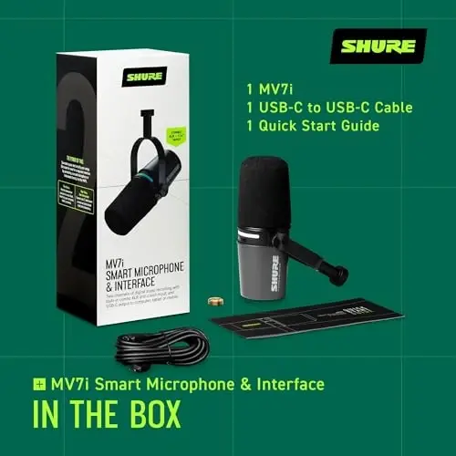 Shure MV7i Smart Microphone – USB-C & XLR Mic for Podcasting, Music & Streaming with Built-in Audio Interface, Auto Level Mode, Advanced DSP, All-Metal Design, Black - 3