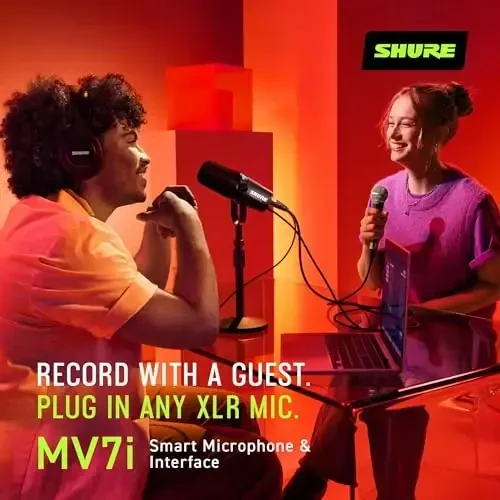 Shure MV7i Smart Microphone – USB-C & XLR Mic for Podcasting, Music & Streaming with Built-in Audio Interface, Auto Level Mode, Advanced DSP, All-Metal Design, Black - 5