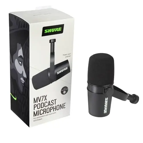 Shure MV7X Microphone - XLR Only Pro Quality Dynamic Mic for Podcasting & Vocal Recording, Voice-Isolating Technology, All Metal Construction, Mic Stand Compatible, Optimized Frequency - Black - Shure