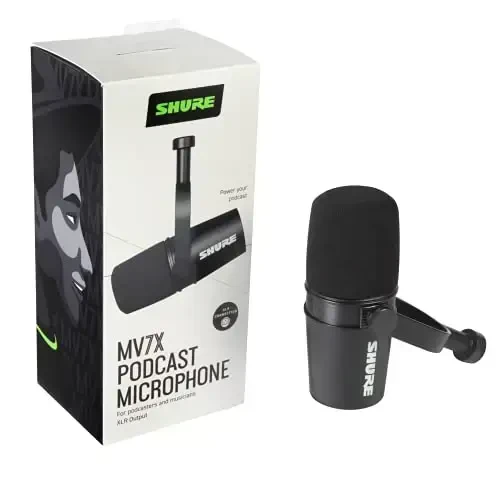 Shure MV7X Mikrofoni - Faqat XLR Professional darajadagi Dinamik Mikrofon podkasting va vokal yozish uchun, Ovoz ajratuvchi texnologiya, To'liq metal konstruktsiya, Mikrofon stendi bilan mos, Optimallashtirilgan chastota - Qora - 1