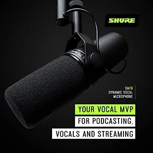 Shure SM7B Vocal Dynamic Microphone – XLR Studio Mic for Podcasting, Recording, Broadcasting, Streaming & Gaming – Smooth, Warm Sound, Rugged Build, Detachable Windscreen, Wide Frequency Range, Black - 4