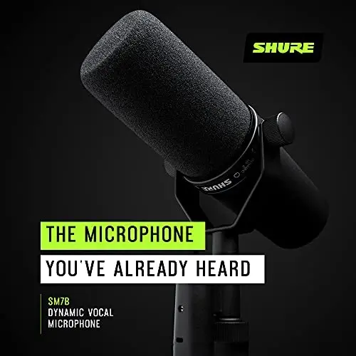 Shure SM7B Vocal Dynamic Microphone – XLR Studio Mic for Podcasting, Recording, Broadcasting, Streaming & Gaming – Smooth, Warm Sound, Rugged Build, Detachable Windscreen, Wide Frequency Range, Black - 5