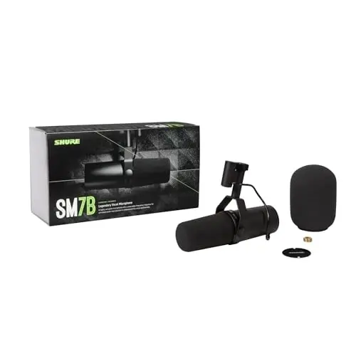 Shure SM7B Vokal dinamik mikrofon – Podkast, yozuv, efirga uzatish, striming va oʻyinlar uchun XLR studiya mikrofon – Silliq, iliq ovoz, mustahkam korpus, olinadigan shamdan himoya, keng chastota diapazoni, qora - 2