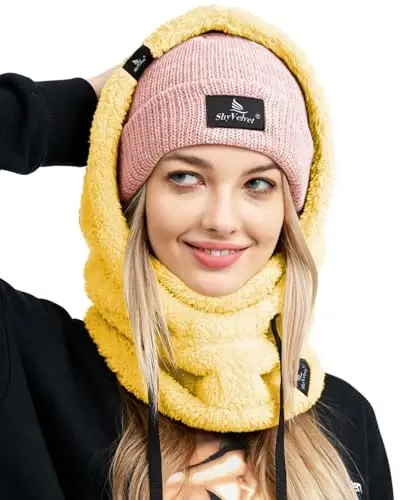 Shy Velvet Balaclava Wind-Resistant Winter Face Mask,Fleece Ski Mask for Men and Women,Warm Face Cover Hat Cap Scarf - 3