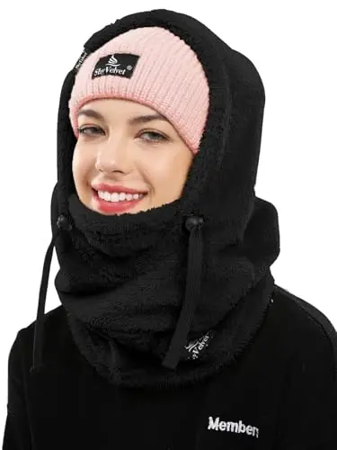 Shy Velvet Balaclava Shamolga chidamli Qishki Yuz Maskasi, Erkaklar va Ayollar uchun Fleece Ski Maskasi, Issiq Yuz Qopqog'i Shapka Sharf - 1