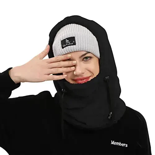 Shy Velvet Balaclava Shamolga chidamli Qishki Yuz Maskasi, Erkaklar va Ayollar uchun Fleece Ski Maskasi, Issiq Yuz Qopqog'i Shapka Sharf - 2