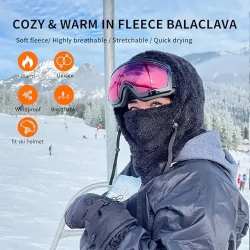 Shy Velvet Balaclava Shamolga chidamli Qishki Yuz Maskasi, Erkaklar va Ayollar uchun Fleece Ski Maskasi, Issiq Yuz Qopqog'i Shapka Sharf - 3