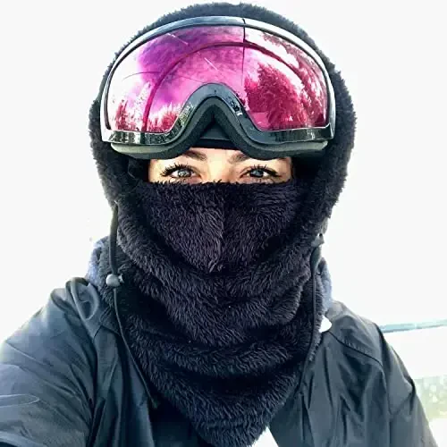Shy Velvet Balaclava Shamolga chidamli Qishki Yuz Maskasi, Erkaklar va Ayollar uchun Fleece Ski Maskasi, Issiq Yuz Qopqog'i Shapka Sharf - 5