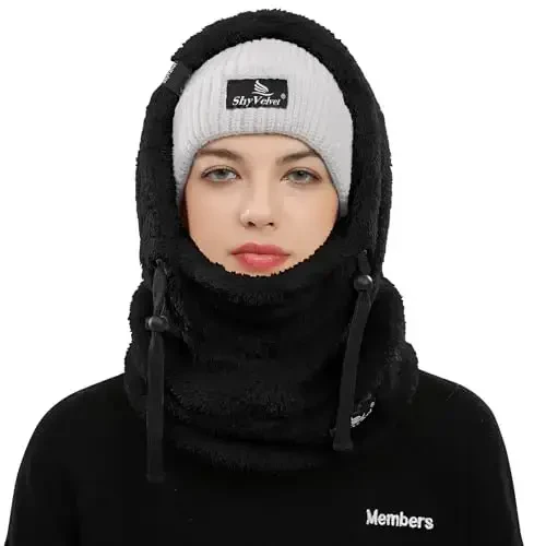 Shy Velvet Balaclava Shamolga chidamli Qishki Yuz Maskasi, Erkaklar va Ayollar uchun Fleece Ski Maskasi, Issiq Yuz Qopqog'i Shapka Sharf - 6